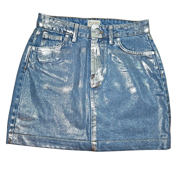 Pilcro Anthroplolgie Coated Denim Mini Skirt In 4 - Picture 4 of 9